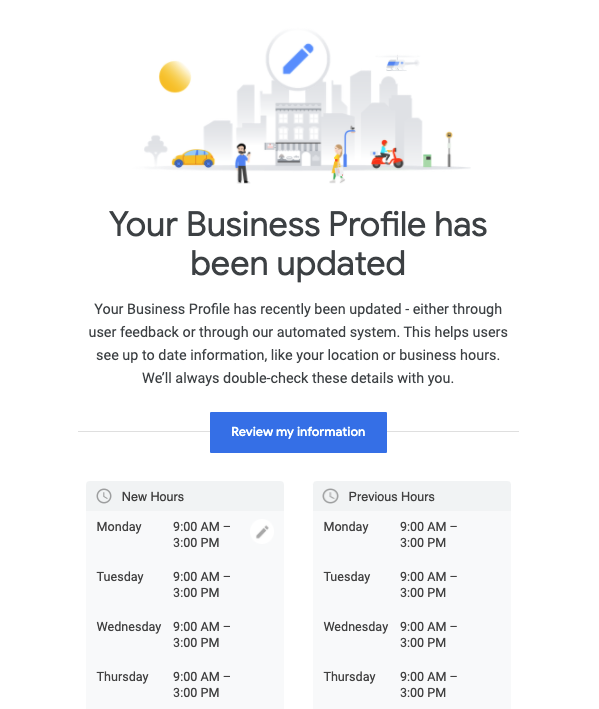 Business Profile Updated