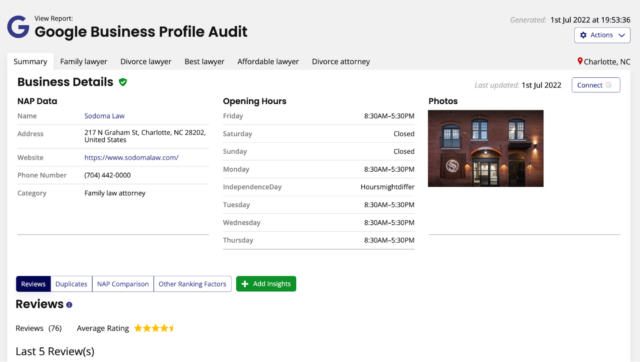 Google Business Profile Audit tool