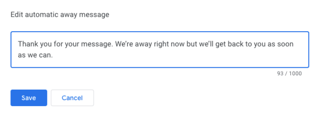 Google Business Profile Messaging and Chat - Edit automatic away message