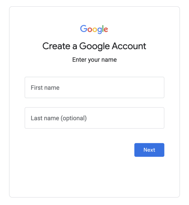 Create a Google Account First Step