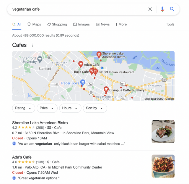 Vegetarian Cafe Local Reviews